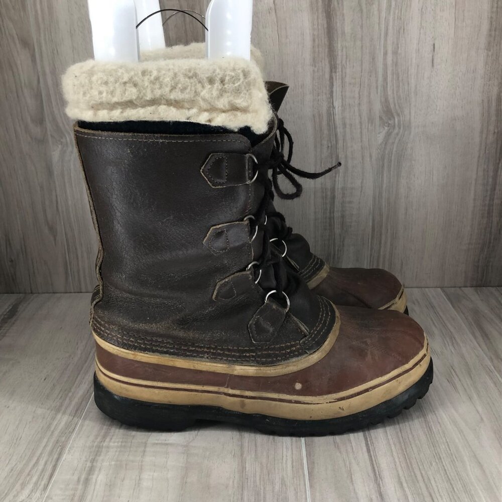 Kaufman Boots Mens 9 Brown Leather Duck Boot Winter Lined Lace Up